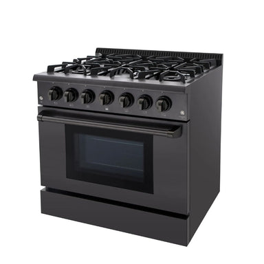 24" Black Stainless Steel 6 burner Gas Range with Oven